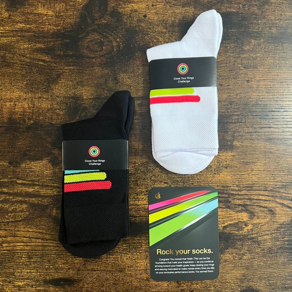 Apple Employee 2024 Close Your Rings Challenge 2 pair socks US Mens size…
